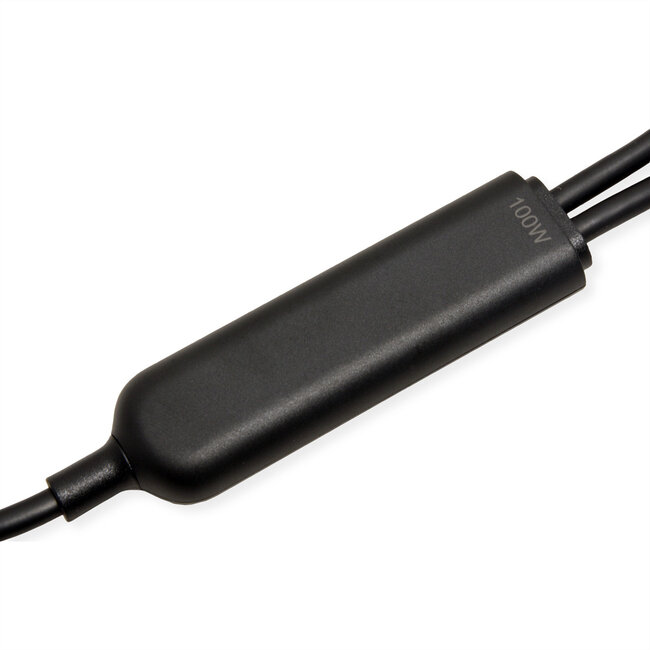 VALUE USB Typ C Ladekabel Verteiler, C auf 2x C, Stecker/Stecker, max. 100 W, Schwarz, 1,8 m