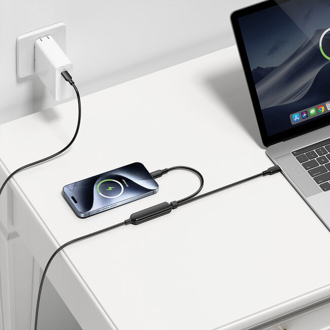 VALUE USB Typ C Ladekabel Verteiler, C auf 2x C, Stecker/Stecker, max. 100 W, Schwarz, 1,8 m
