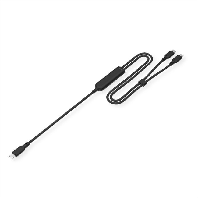 VALUE USB Typ C Ladekabel Verteiler, C auf 2x C, Stecker/Stecker, max. 100 W, Schwarz, 1,8 m