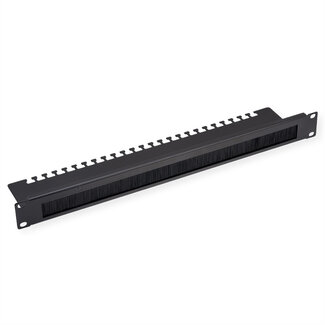 Value VALUE 19" Kabeldurchführung 1 HE mit Bürste und Kabelhalterung, schwarz