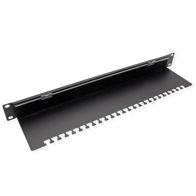 VALUE 19" Kabeldurchführung 1 HE mit Bürste und Kabelhalterung, schwarz