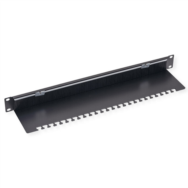 VALUE 19" Kabeldurchführung 1 HE mit Bürste und Kabelhalterung, schwarz