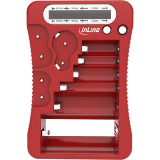 InLine® InLine® Batterietester mit LCD-Display, universal für AA, AAA, 9V, Knopfzellen, rot