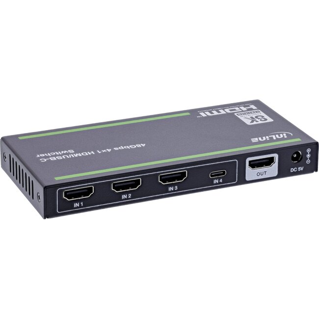 InLine HDMI/USB-C Umschalter mit EDID Management | 4 zu 1 | HDMI 2.1 (8K 60Hz + HDR)
