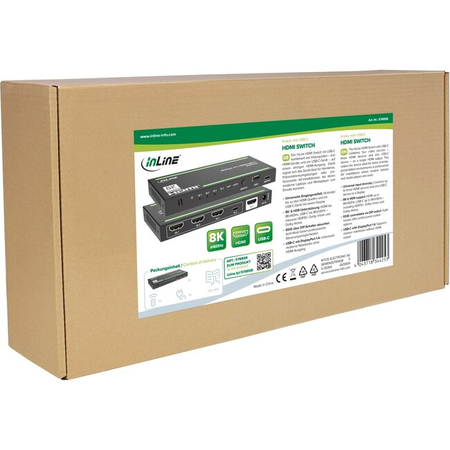 InLine HDMI/USB-C Umschalter mit EDID Management | 4 zu 1 | HDMI 2.1 (8K 60Hz + HDR)