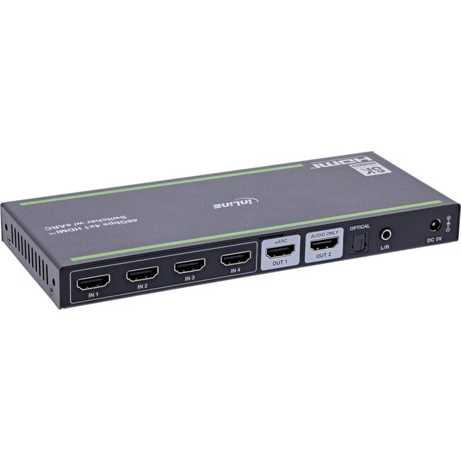 InLine HDMI Umschalter mit Audio Extractor & eARC Konverter | 4 zu 1 | HDMI 2.1 (8K 60Hz + HDR)
