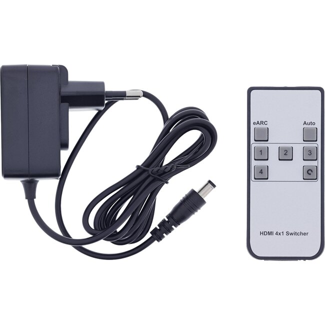 InLine HDMI Umschalter mit Audio Extractor & eARC Konverter | 4 zu 1 | HDMI 2.1 (8K 60Hz + HDR)