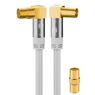 Goobay Goobay IEC Stecker - IEC Stecker Koaxialkabel | gewinkelt | vergoldet | weiß | 3 Meter