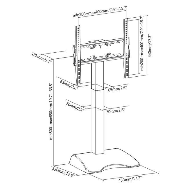 My Wall Tischhalterung mit Hebesystem | 32-65 Zoll | motorisiert