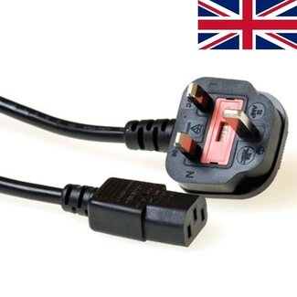 Cablexpert C13 (gerade) - Typ G / Großbritannien (winklig) Stromkabel | max. 5A | 3x 0,75mm² | schwarz | 1,8 m