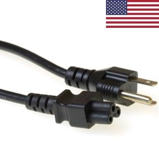 ACT C5 (gerade) - Typ B / Amerika (gerade) Stromkabel | SJT AWG18/3 | Schwarz | 1,8 m