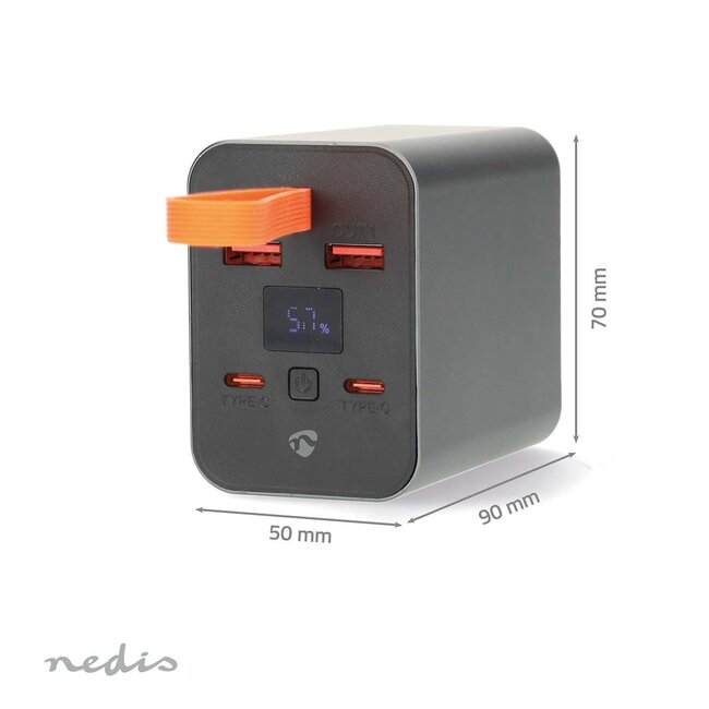 Nedis Powerbank | 2x USB-C PD 100W + 2x USB-A QC 18W | 30.000 mAh