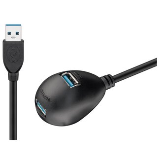 Goobay USB-A Verlängerungskabel mit Ständer | Extra Ladeanschluss | USB 3.0 5 Gbps | 7,5W | 1,5 m