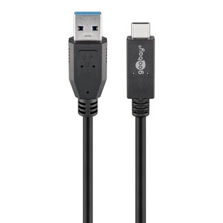 Goobay USB-C auf USB-A Kabel | USB 3.1 10 Gbps | PD 60W | Schwarz | 0,5 m