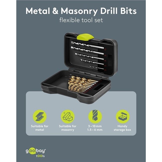Goobay Metall- und Betonbohrerset | 17-teilig