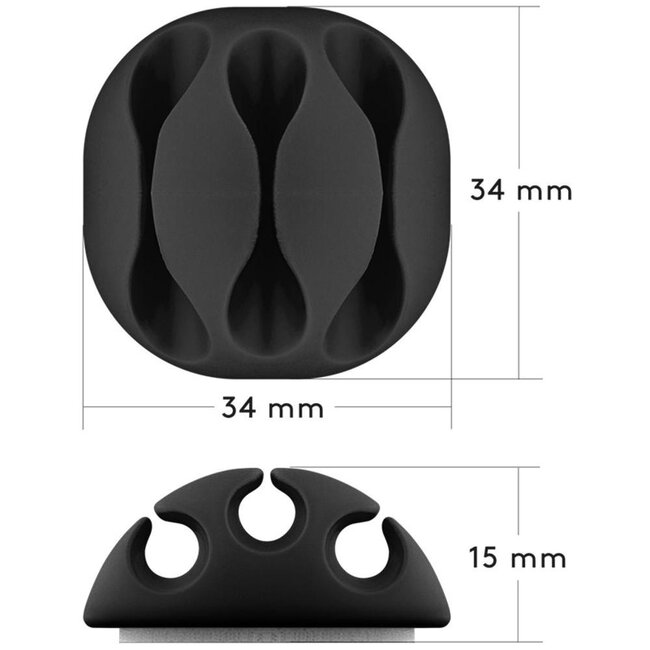 Goobay Selbstklebende Kabelhalter Set | 5 Stück | Schwarz