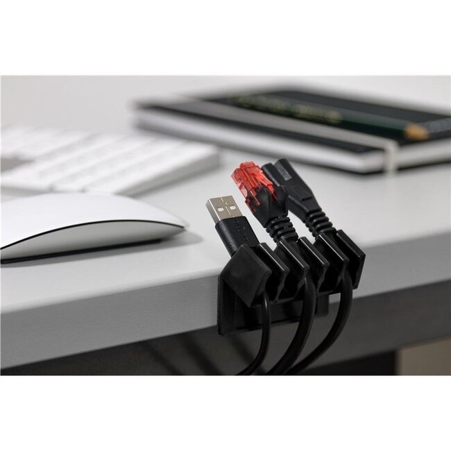 Goobay selbstklebende Kabelhalter für 5 Kabel | 2 Stück | Schwarz