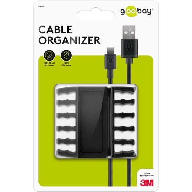 Goobay selbstklebende Kabelhalter für 5 Kabel | 2 Stück | Schwarz