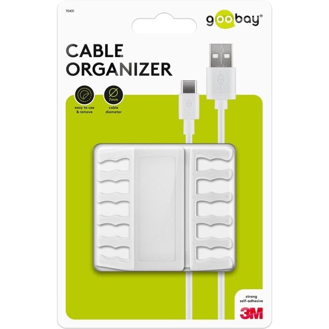 Goobay Selbstklebende Kabelhalter für 5 Kabel | 2 Stück | Weiß