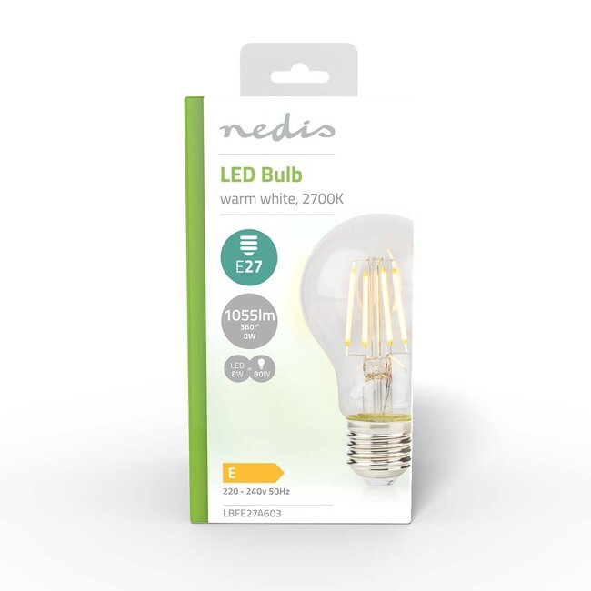 Nedis LED-Glühfadenlampe | Warmweiß | E27 | A60 | 8W