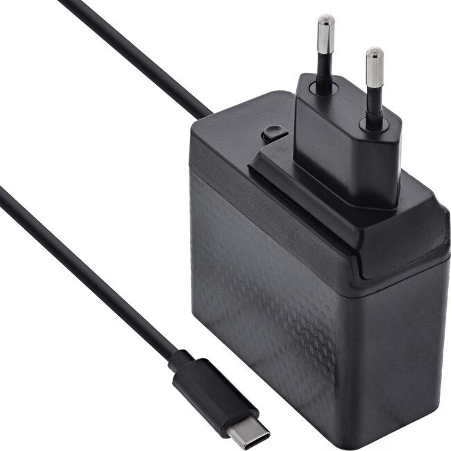 InLine USB-C PD Reise-Ladegerät mit festem Kabel | GaN | 140W | Schwarz