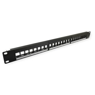 Value 19 Zoll Patchpanel mit Kabelmanagement | 24 Keystone Module | 1U | Schwarz