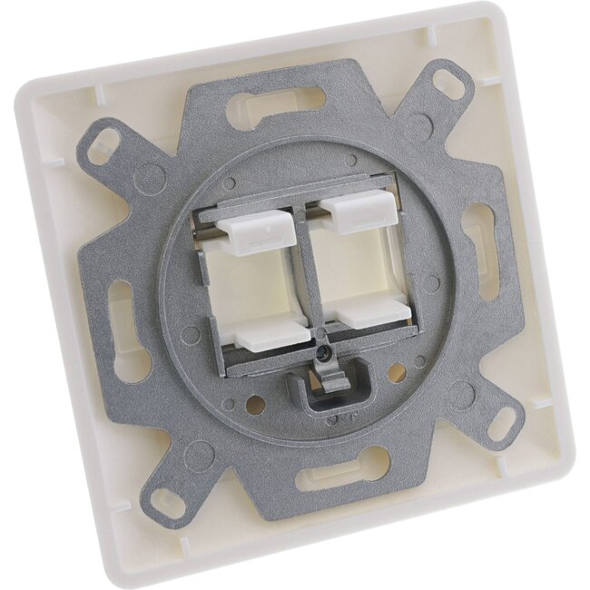 Wandsteckdose | für 2 Keystone-Module | 0° Öffnung | Weiß (RAL9010)