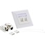 Wandsteckdose mit 2x RJ45 CAT6a Keystone Modul | 45° Öffnung | Weiß (RAL9010)