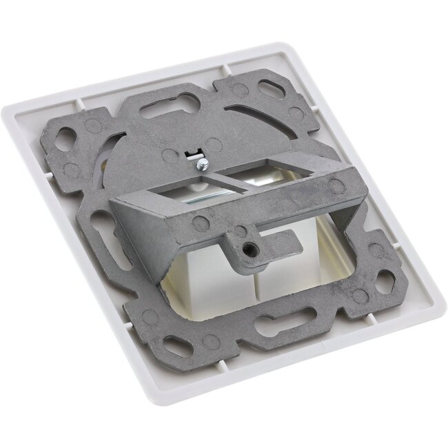 Wandsteckdose mit 2x RJ45 CAT6a Keystone Modul | 45° Öffnung | Weiß (RAL9010)