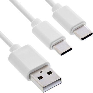 InLine USB-A auf 2x USB-C Ladekabel | max. 25W | Weiß | 1 Meter