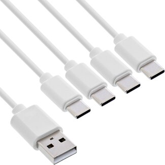 InLine USB-A auf 4x USB-C Ladekabel | max. 25W | Weiß | 0,50 m