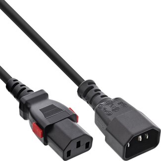 InLine IEC Lock C13-C14 Stromkabel für UPS/PDU | 3x 0,75mm² | Schwarz | 0,5 m