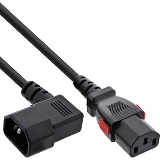 InLine IEC Lock C13-C14 Winkel-Stromkabel für UPS/PDU | 3x 1,00mm² | Schwarz | 3 Meter