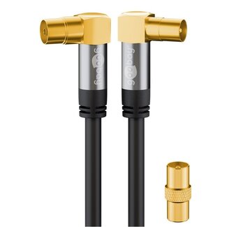 Goobay Goobay IEC Stecker - IEC Kupplung Koaxialkabel | gewinkelt | vergoldet | schwarz | 5 Meter