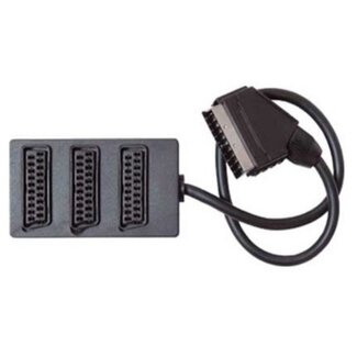 S-Impuls SCART-Verteilerbox mit 3 Anschlüssen / Schwarz - 0,40 Meter