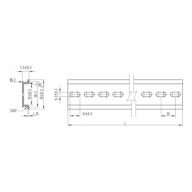Delock DIN-Schiene 35 x 7,5 mm (19") Aluminium