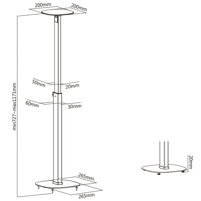 My Wall Lautsprecherständer Set | bis 10 kg | 73 - 117 cm hoch | weiß