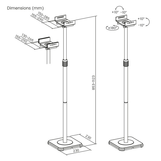 My Wall Lautsprecherständer Set | bis 5 kg | 85-112 cm hoch