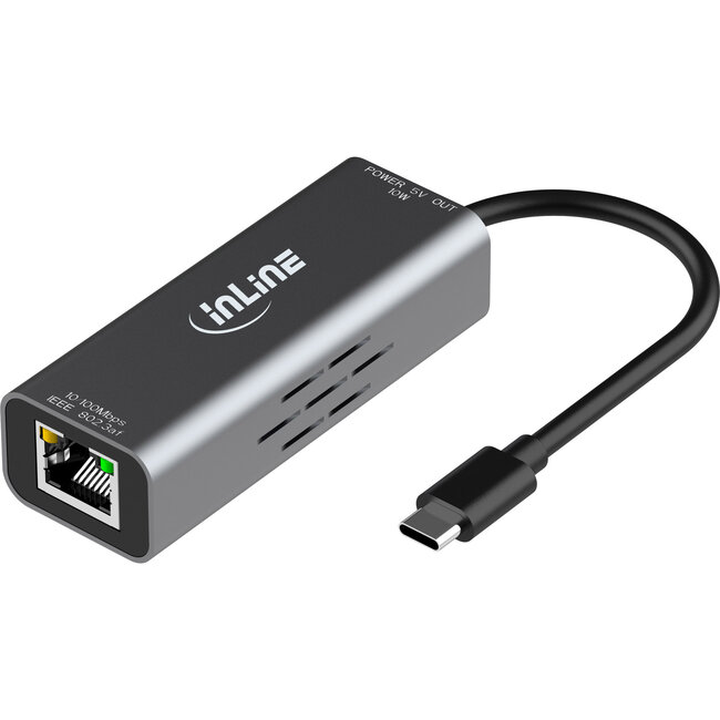 InLine® USB-C zu RJ45 PoE Adapter mit Überspannungsschutz, 33380J