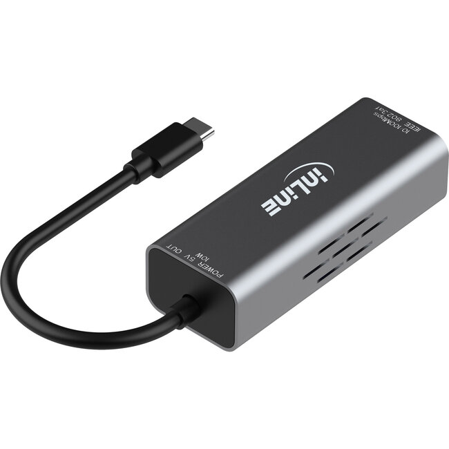 InLine® USB-C zu RJ45 PoE Adapter mit Überspannungsschutz, 33380J