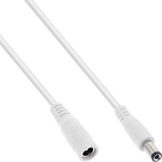 InLine DC-Verlängerungskabel | 5,5 x 2,1 mm | max. 24W | Weiß | 2 Meter