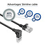 UFTP CAT6a Slimline Netzwerkkabel | Winkelstecker unten / gerade | LSZH | Schwarz | 1 Meter