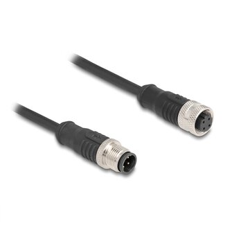 DeLOCK M12 4-polige D-codierte Industrie-Netzwerkverlängerung | CAT5e | PVC | 1 Meter