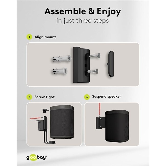 Goobay Wandhalterung Set für Sonos PLAY:1 und ONE/ONE SL | Full Motion | Schwarz