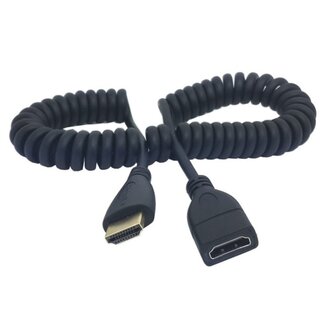 Dolphix HDMI Spiralkabel Verlängerung - Version 1.4 (4K 30Hz) / Schwarz - 2 Meter