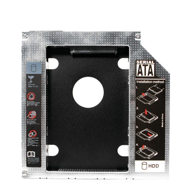 2,5'' SATA HDD/SSD auf 5,25'' Ultra Slim SATA Laufwerk (9,5mm) Caddy / Grau