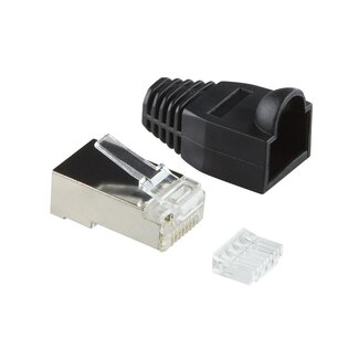 InLine RJ45 Crimpstecker (STP) für CAT6 Netzwerkkabel (flexibel) - 100 Stück (3-teilig) / Schwarz