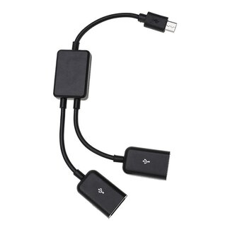 Dolphix USB Micro B Hub mit 2 USB-A Anschlüssen - busbetrieben - USB 2.0 / schwarz - 0,15 m