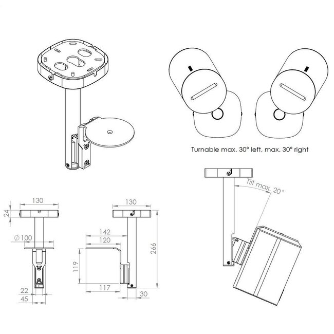 Cavus Premium Deckenhalterung für Sonos Era 100 / Weiß