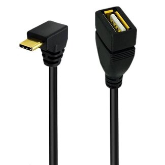 Dolphix USB-C (m) Winkel auf USB-A (w) Adapter - USB 2.0 / Schwarz - 0,25 m